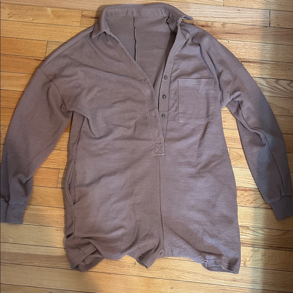 Brown Long-Sleeve Romper